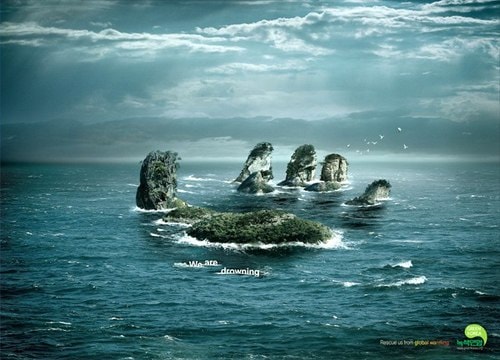 Tháng 3/2008, cơ quan truyền thông Hàn Quốc - Daehong đã cho sản xuất một loạt các poster như thế này nhằm gia tăng hiểu biết của người dân về hệ sinh thái Trái đất cũng như kêu gọi chống lại các hoạt động phá hoại môi trường khiến mực nước biển dâng.    Không chỉ ở riêng Hàn Quốc, cả châu Âu trong tháng 6/2013 đã thoi thóp vì lụt lội. Khi con sông Danube dâng cao tới mức kỷ lục 8,9m, hàng ngàn người dân Đức, Áo, Slovakia, Ba Lan và Cộng hòa Séc đã phải sơ tán khỏi chỗ ở vì vỡ đê và dòng nước lũ nhấn chìm tất cả.