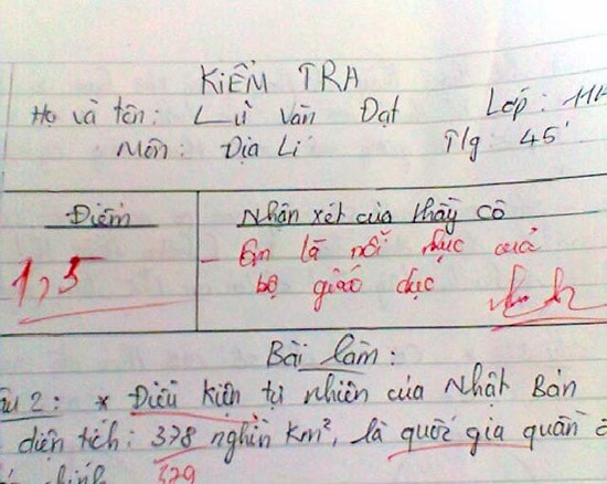 Những lời phê bá đạo không hề nhẹ của giáo viên