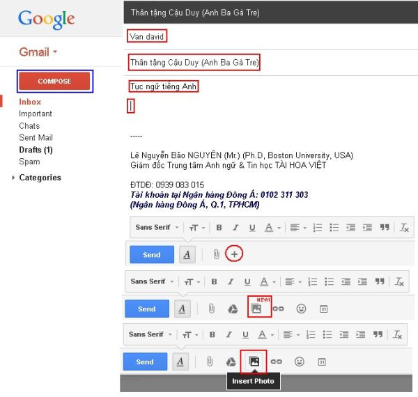 Chèn Ảnh Trực Tiếp Vào Cửa Sổ Soạn Thư Trong Gmail