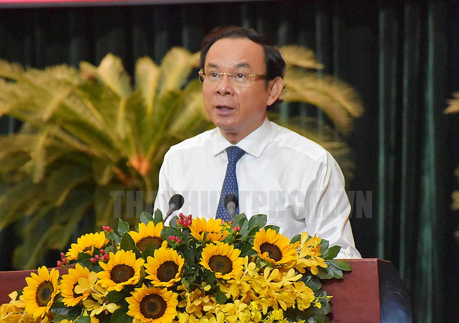 Đồng chí Nguyễn Văn Nên phát biểu tại chương trình