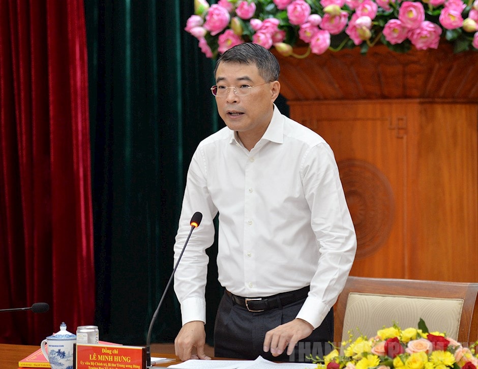 Đồng chí Lê Minh Hưng phát biểu tại buổi làm việc