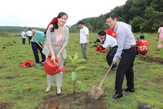 Hội Nhà báo Việt Nam trồng 3.300 cây gáo bảo vệ môi trường tại Bình Phước