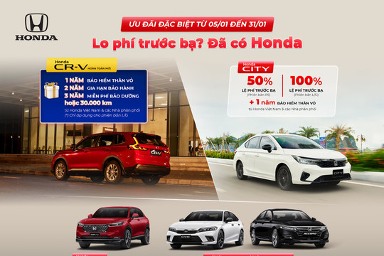 Honda Việt Nam tiếp tục ưu đãi lệ phí trước bạ cho khách mua ô tô hết tháng 01/2024