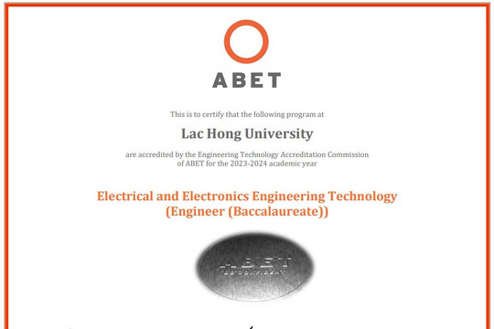 Một trường đại học có hai chương trình đào tạo đạt chuẩn ABET