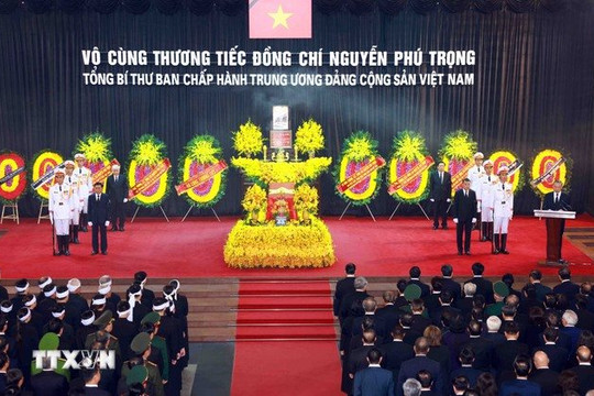 Lễ truy điệu Tổng Bí thư Nguyễn Phú Trọng trang nghiêm, xúc động