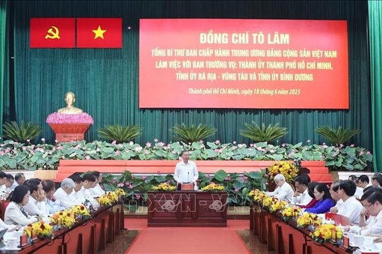 Tổng Bí thư Tô Lâm làm việc với Ban Thường vụ Thành ủy TP.HCM, Bình Dương và Bà Rịa - Vũng Tàu