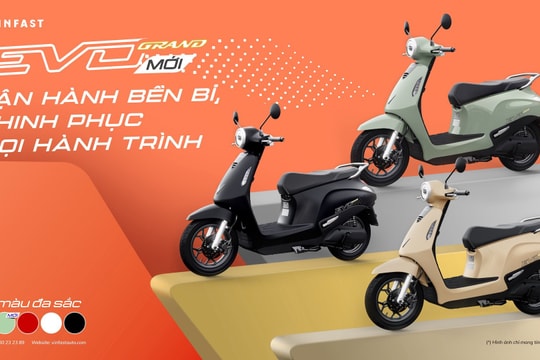 VinFast ra mắt xe máy điện Evo Gran với 2 pin có thể tháo rời, đi được 262km/lần sạc