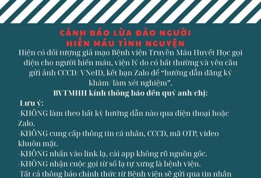 Sở Y tế cảnh báo hiện tượng giả mạo cán bộ y tế lừa đảo người hiến máu