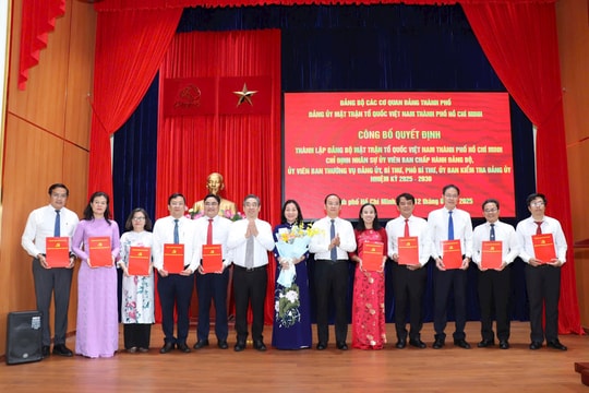 Công bố quyết định thành lập Đảng bộ Mặt trận Tổ quốc Việt Nam TP.HCM