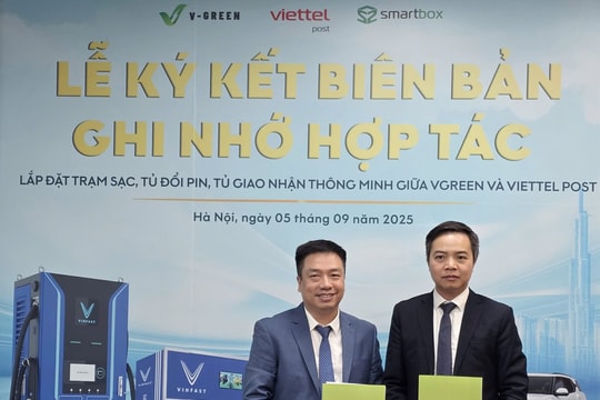 V-Green và Viettel Post hợp tác phát triển hạ tầng trạm sạc, tủ đổi pin và tủ giao nhận thông minh