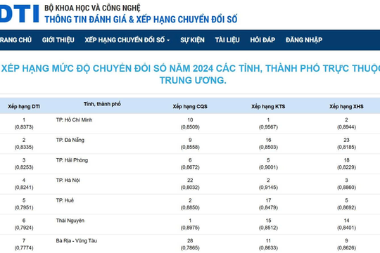 TP.HCM giữ vững nhóm dẫn đầu cả nước về chỉ số chuyển đổi số (DTI) năm 2024