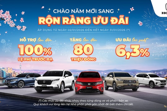 Honda tặng ưu đãi cực lớn cho khách mua các mẫu xe ô tô trong tháng 1