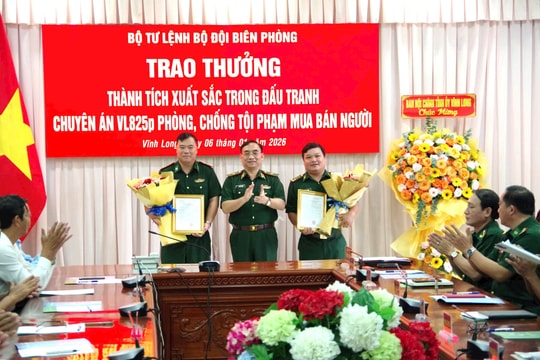 Bộ đội Biên phòng tỉnh Vĩnh Long được trao thưởng thành tích chống tội phạm mua bán người