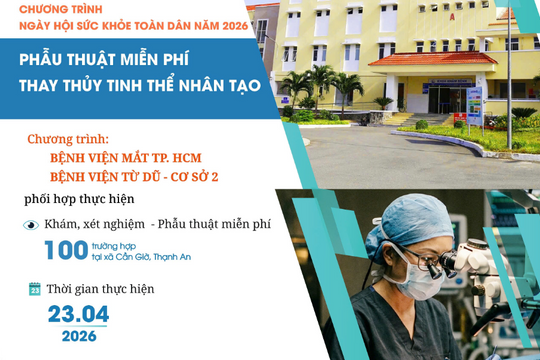 Phẫu thuật mắt miễn phí cho 100 bệnh nhân nghèo nhân "Ngày hội sức khỏe toàn dân 2026"