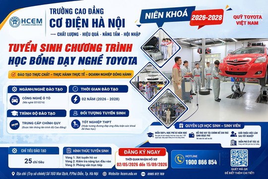 Cơ hội cho học sinh tốt nghiệp THPT trên toàn quốc nhận học bổng dạy nghề Toyota