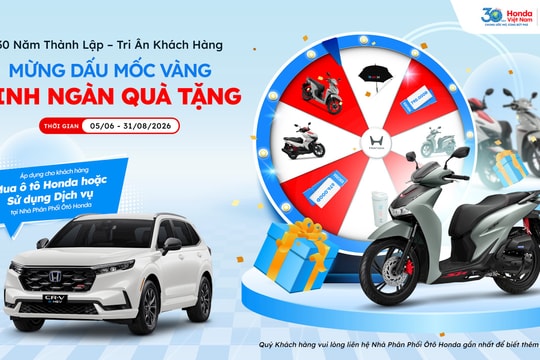 Honda chi hơn 7 tỷ đồng tặng khách mua xe ô tô mới hoặc sử dụng dịch vụ