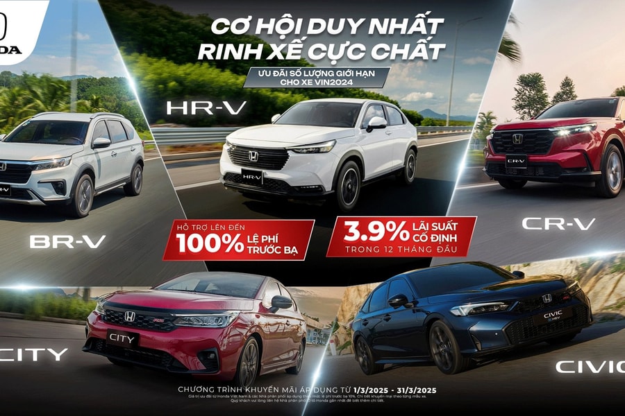 6 mẫu xe Honda được nhận ưu đãi hấp dẫn trong tháng 3