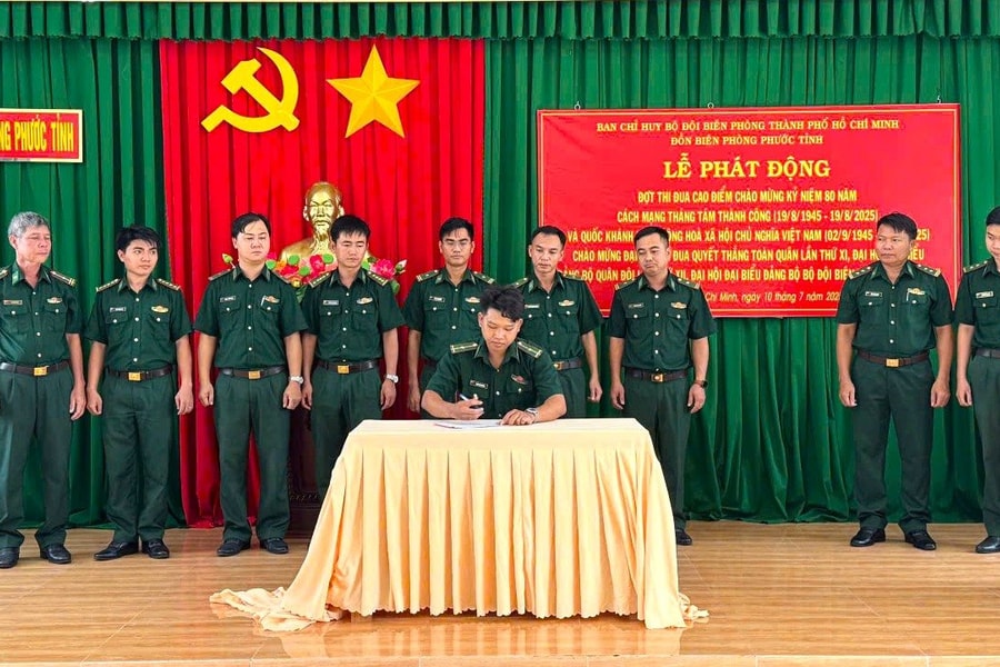 Đồn Biên phòng Phước Tỉnh thi đua “Phất cao cờ hồng tháng Tám - Thi đua giành 3 nhất”