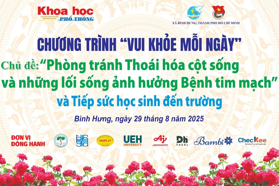 "Vui khỏe mỗi ngày" tháng 8/2025: Trang bị kiến thức về bệnh thoái hóa cột sống và tim mạch cho người dân xã Bình Hưng