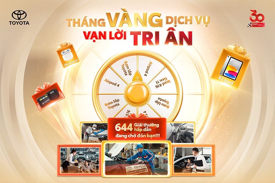 Toyota Việt Nam triển khai chương trình khuyến mãi “Tháng vàng dịch vụ, vạn lời tri ân”