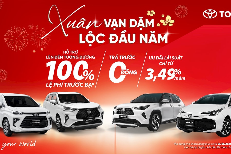 Toyota tặng nhiều ưu đãi siêu hấp dẫn cho khách mua xe trong tháng 1