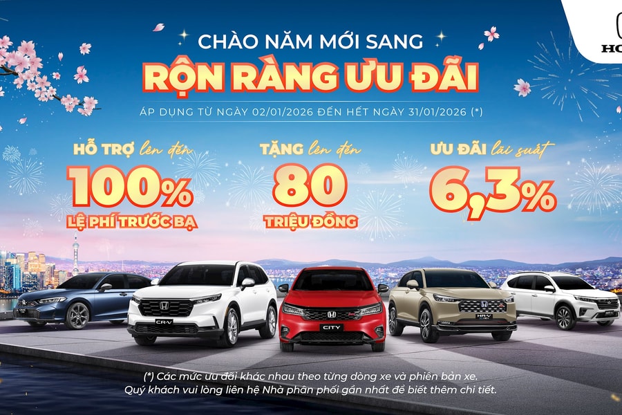 Honda tặng ưu đãi cực lớn cho khách mua các mẫu xe ô tô trong tháng 1