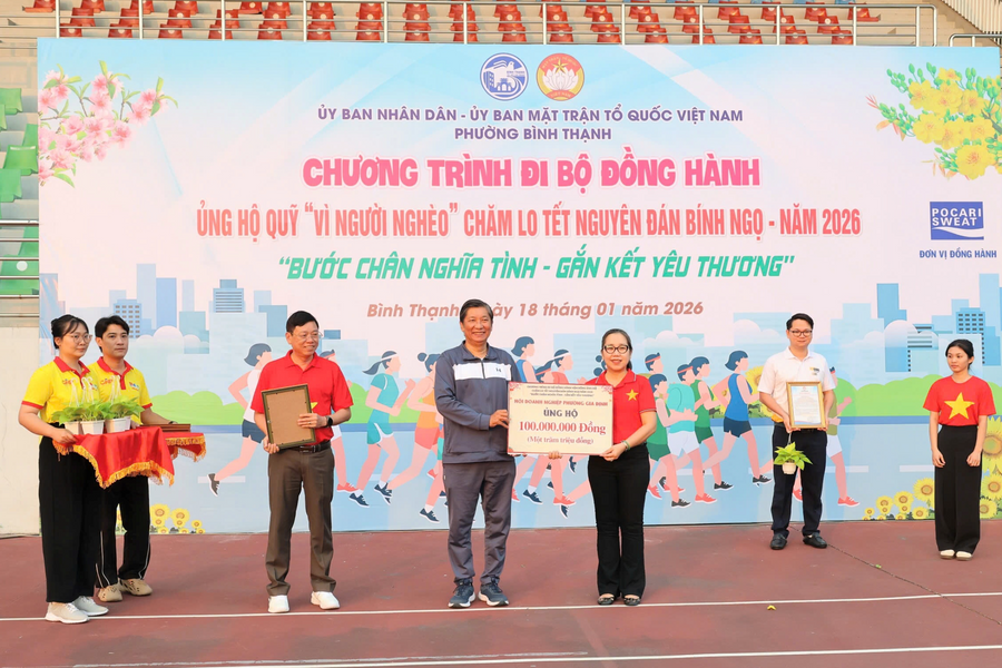 Đi bộ đồng hành, phường Bình Thạnh vận động được gần 1,7 tỷ đồng chăm lo Tết