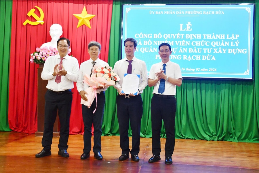 Thành lập và bổ nhiệm viên chức quản lý Ban quản lý dự án đầu tư xây dựng phường Rạch Dừa