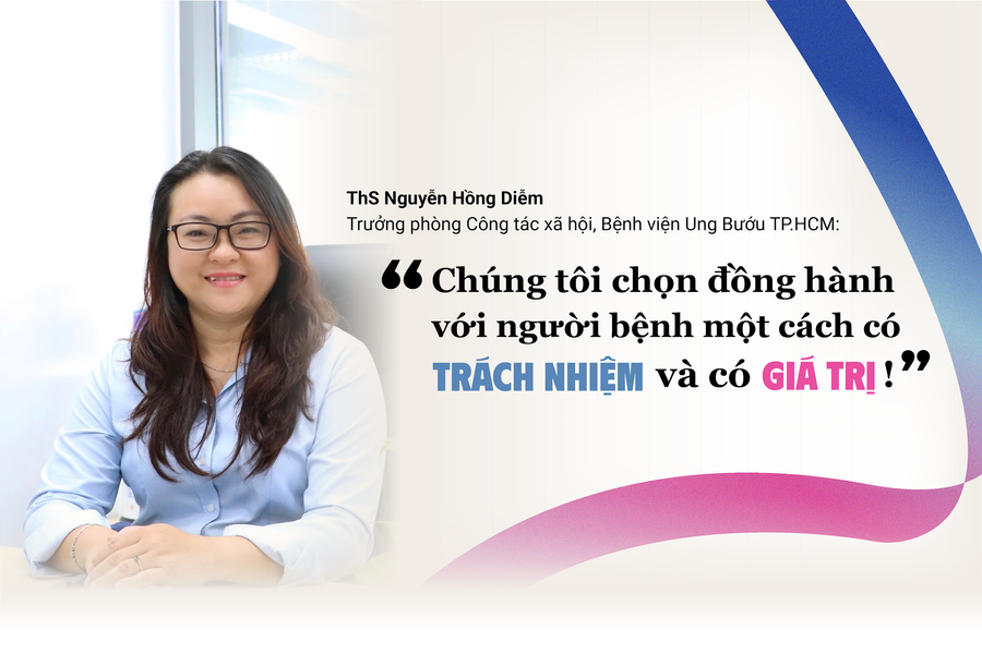 ThS Nguyễn Hồng Diễm - Trưởng phòng Công tác xã hội, Bệnh viện Ung Bướu TP.HCM: Chúng tôi chọn đồng hành với người bệnh một cách có trách nhiệm và có giá trị!