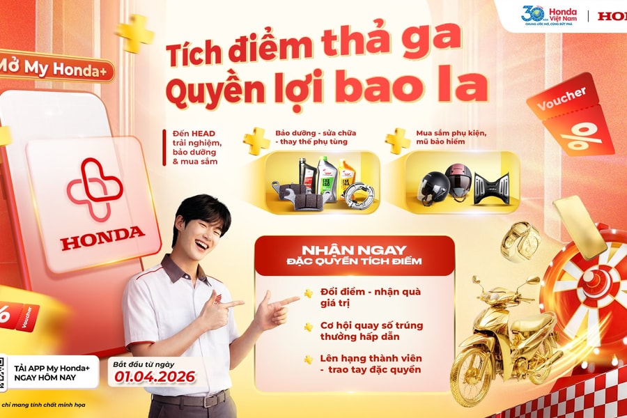 Chính thức khởi động chương trình khách hàng thân thiết trên ứng dụng My Honda+