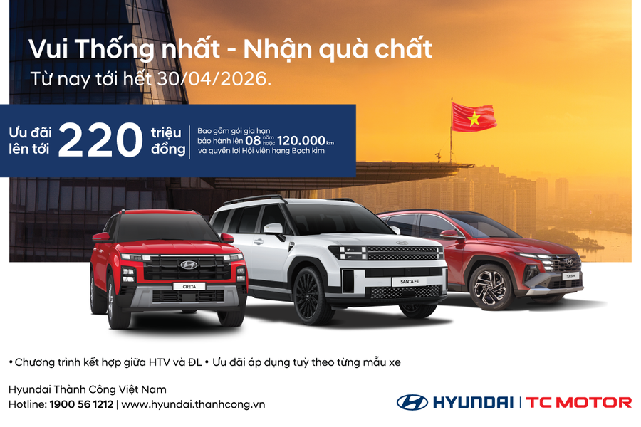 Hyundai Thành Công giảm giá bán lên đến 220 triệu đồng cho khách mua xe trong tháng 4