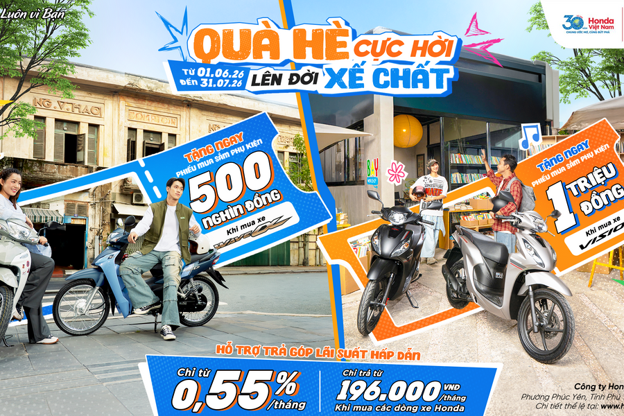 Honda tặng nhiều ưu đãi hấp dẫn cho khách trẻ khi mua xe Wave Alpha, Vision